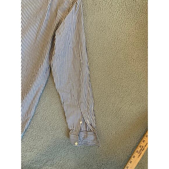 Paul & Shark Button Shirt 42 Large Yachting Striped Long Sleeve Performance Blue - Picture 9 of 13